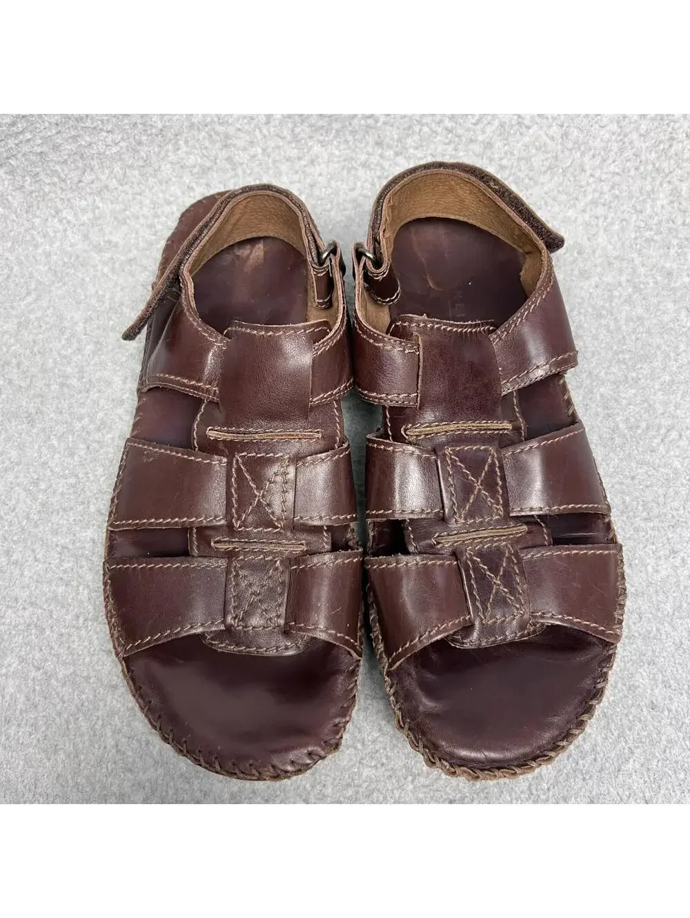 Florsheim Fisherman Sandals Brown Leather Comfort Casual Strap Hook Loop Men 12